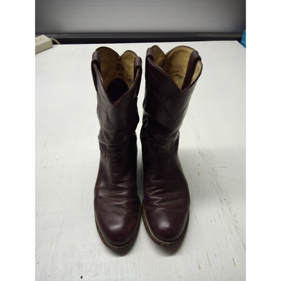 Justin Boots | Shoes | Justin Burgundy Leather Roper Cowboy Boots ...
